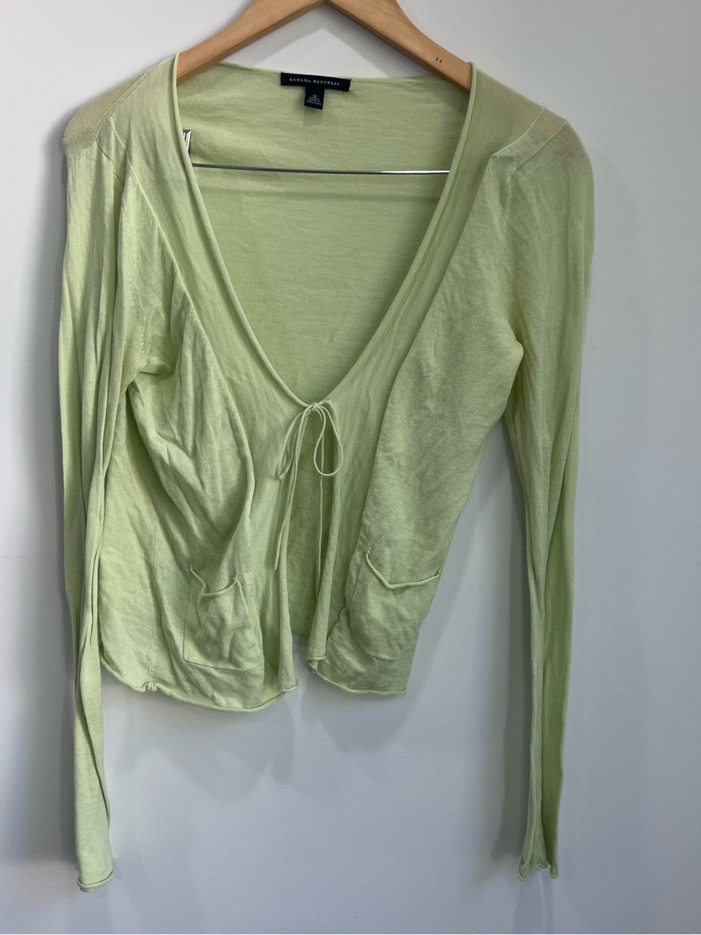 Banana Republic Pale Lime Tie-Front Wrap Cardigan